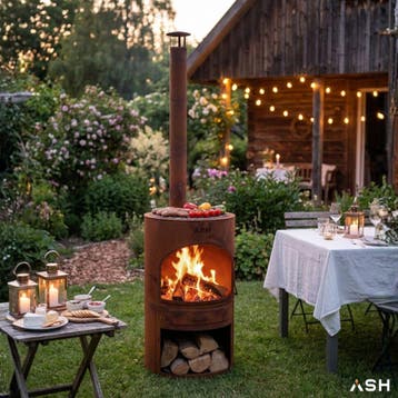 ASH® - Sunset - Tuinhaard met BBQ - Cortenstaal, Huis en Inrichting, Verzenden, Nieuw