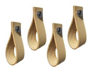 Set van 4 leren handgrepen, lussen, voor meubels, naturel, Doe-het-zelf en Bouw, Verzenden, Nieuw