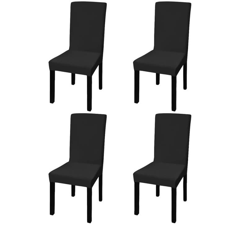 vidaXL Stoelhoezen 4 st stretch recht zwart, Jardin & Terrasse, Accessoires mobilier de jardin, Envoi