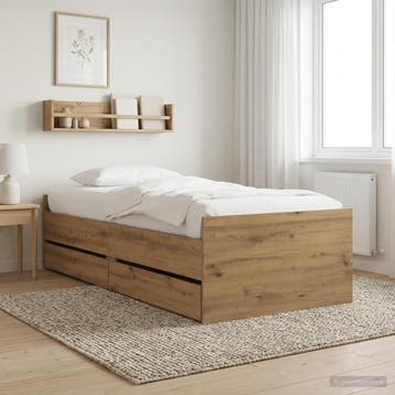 vidaXL Bedframe met lade Artisanaal eiken Massief grenenhout, Huis en Inrichting, Verzenden, Nieuw