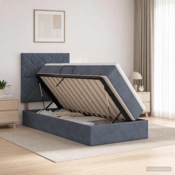 vidaXL Opslag bed met matras Donkergrijs 90 x 190 cm Fluweel, Huis en Inrichting, Verzenden, Nieuw