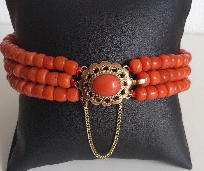 Armband - 14 karaat Geel goud - mooi bewerkt slot, Bijoux, Sacs & Beauté, Bracelets