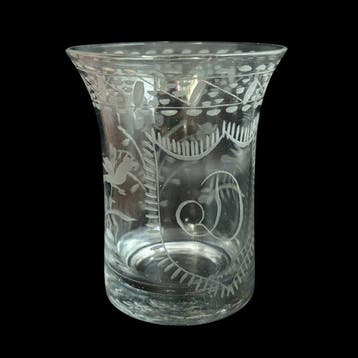 Gegraveerde beker (huwelijksgift) - Gobelet de forme tulipe, Antiek en Kunst