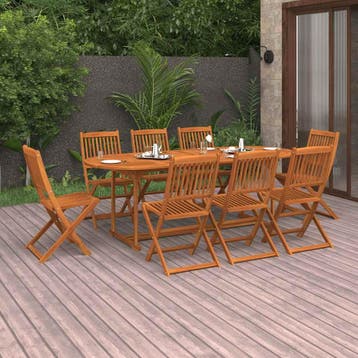 vidaXL 9-delige Tuinset 220x90x75 cm massief acaciahout, Verzenden, Tuinset