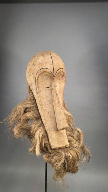 Masker van hout en raffia - Giftand - Gabon (Zonder
