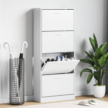 vidaXL Schoenenkast 63x24x147 cm bewerkt hout wit, Verzenden