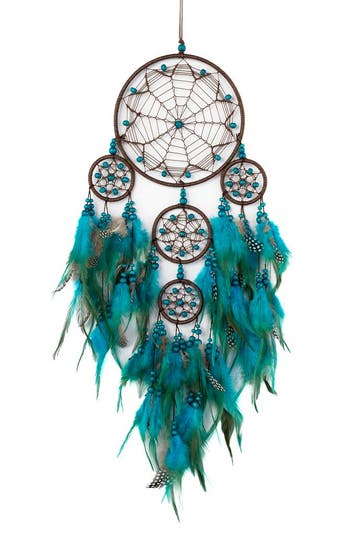KIMU® Dromenvanger Ster Turquoise Dreamcatcher Veren Macramé, Hobby en Vrije tijd, Ophalen of Verzenden, Nieuw