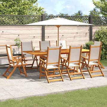 vidaXL 9-delige Tuinset massief acaciahout en textileen, Verzenden, Tuinset