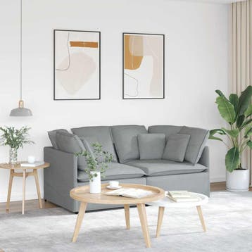 vidaXL Modulaire bank / zetel met kussens stof lichtgrijs, Verzenden, Nieuw