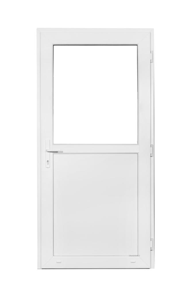 PVC Deur 1/2 glas Basic b85xh185 cm wit L, Bricolage & Construction, Fenêtres & Moustiquaires, Enlèvement ou Envoi