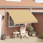 vidaXL Luifel handmatig uittrekbaar 300 cm geel en blauwe, Verzenden