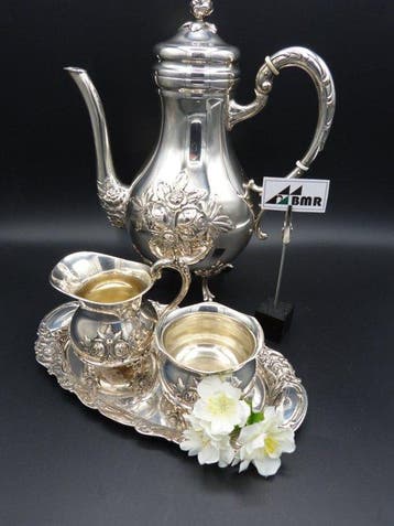 R & S - Koffieservies (4) - .800 zilver - handwerk