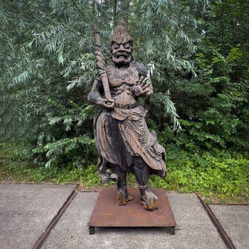 Monumentale Ni  tempelwachter - Hout - Japan - Meiji, Antiek en Kunst