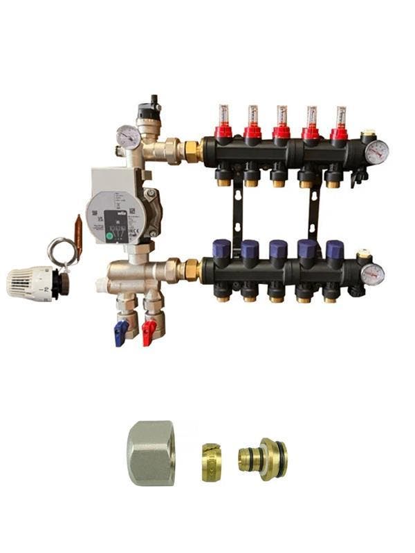 Kunststof vloerverwarming verdeler met wilo pomp 3 groep, Doe-het-zelf en Bouw, Verwarming en Radiatoren, Nieuw, Ophalen of Verzenden
