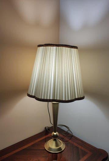 Lampe de table - Laiton, Métal, Tissu