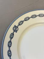 Hermès - Assiette à dîner - Chaine dancre bleu - Porcelaine