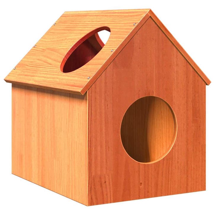 vidaXL Kattenhuis 41x50x50 cm massief grenenhout wasbruin, Dieren en Toebehoren, Katten-accessoires, Nieuw, Verzenden
