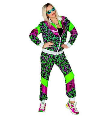 Neon 80S Trainingspak Fout Neon Groen Dierenprint, Verzenden, Nieuw