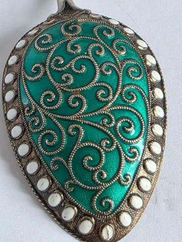 Cuillère - Argent 830 - argent émaillé