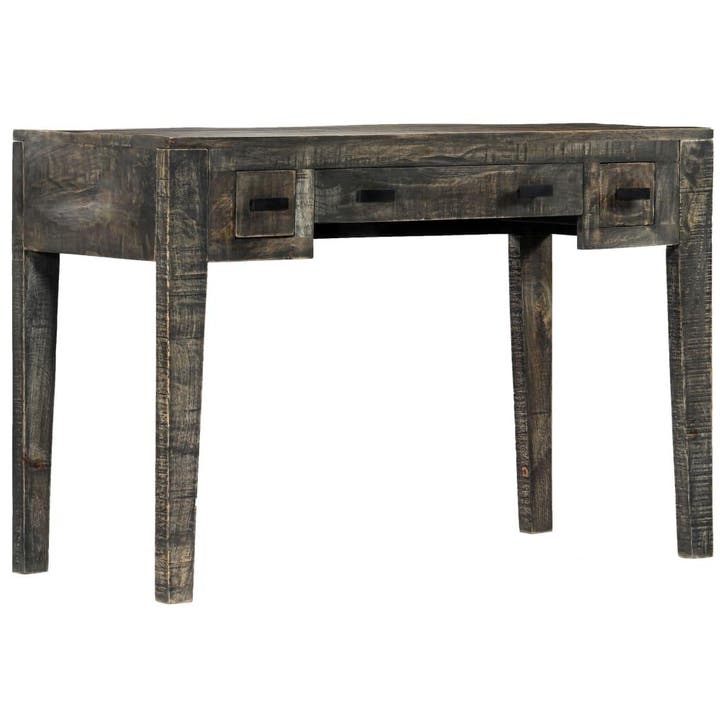 vidaXL Bureau 110x50x75 cm massief mangohout zwart, Huis en Inrichting, Bureaus, Nieuw, Verzenden
