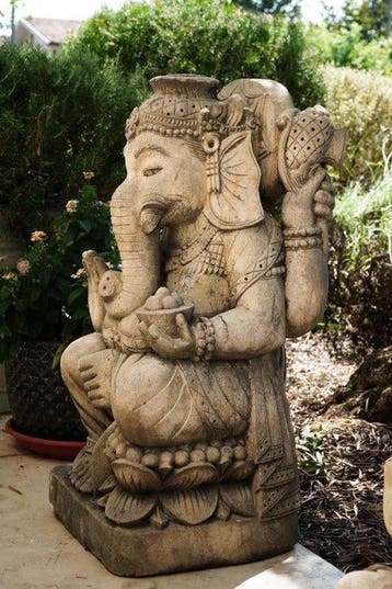 Grande statua di Ganesh in Pietra antica – Bali – H70cm -