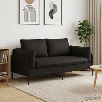 vidaXL 2-Zits Sofa 2-zits Zwart 188 x 81 x 89 cm fluweel, Huis en Inrichting, Verzenden, Nieuw