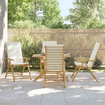 vidaXL Tuinstoelen 4 st inklapbaar met kussens bamboe, Verzenden