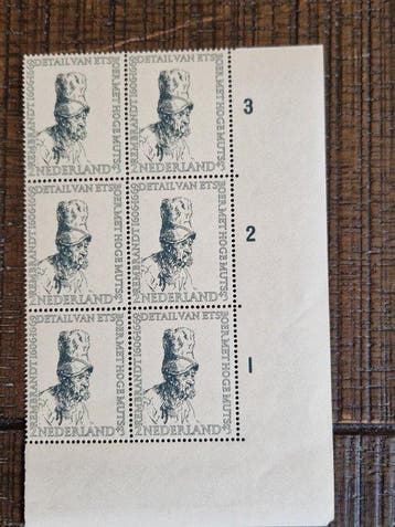 Nederland 1956 - Rembrandt serie in hoekblokken van 6 en 9