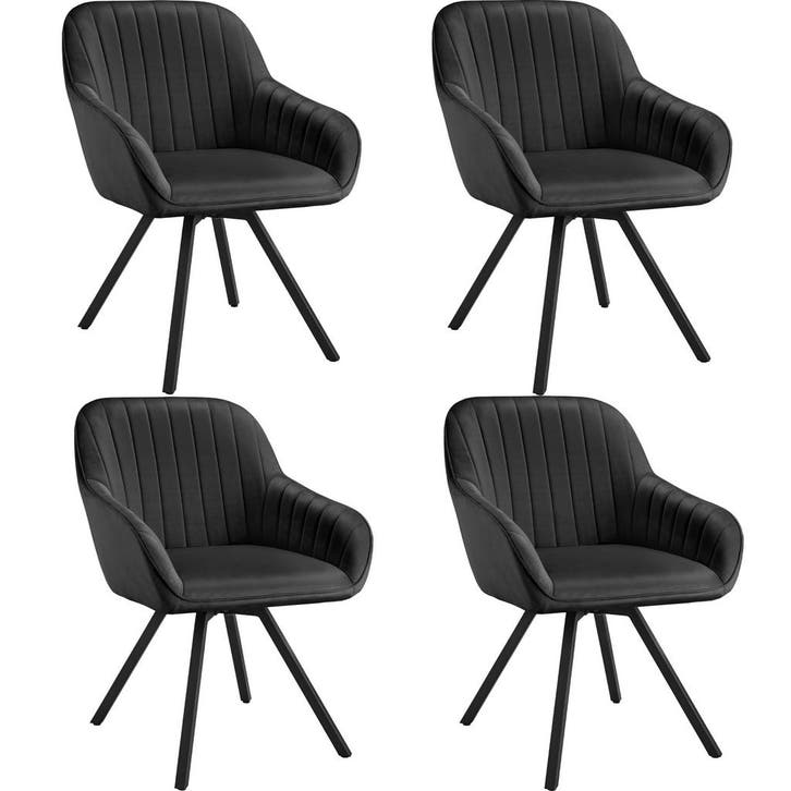 tectake Draaibare fluwelen stoel Snug, gestoffeerd - zwart,, Huis en Inrichting, Stoelen, Verzenden