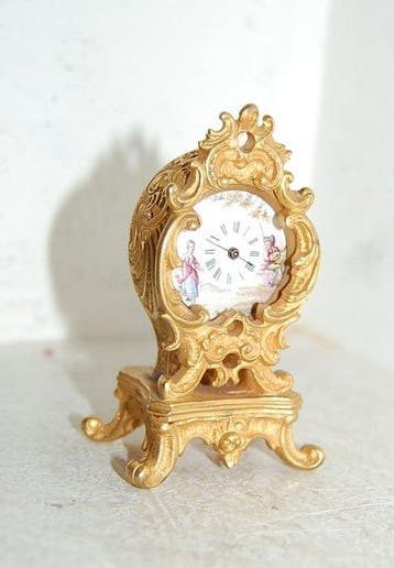 pendule miniature - - Bronze doré - 1850-1900, Antiquités & Art