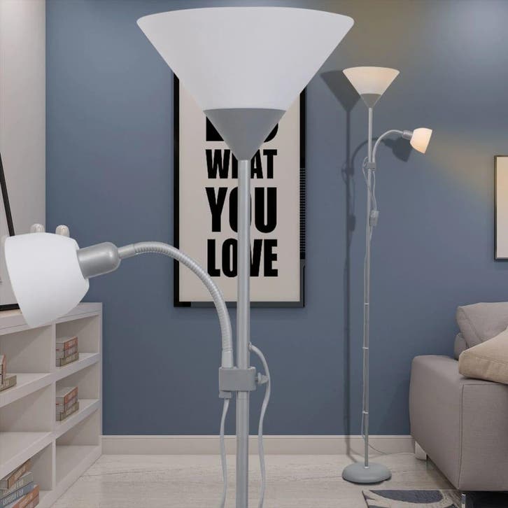 vidaXL Vloerlamp grijs, Huis en Inrichting, Lampen | Overige, Nieuw, Verzenden