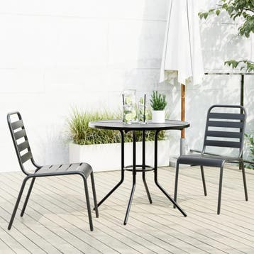 vidaXL 3-delige Tuinset stapelbaar gepoedercoat staal, Verzenden, Tuinset