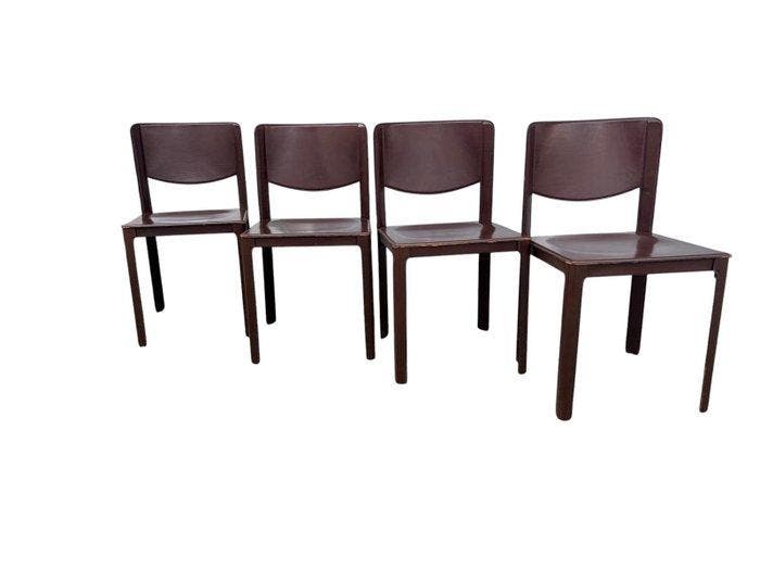 Stoel (4) - Leder - 4 Stoelen Matteo Grassi, Antiek en Kunst, Antiek | Meubels | Stoelen en Sofa's