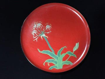 Exquisite Vintage Japanese Ryukyu Lacquerware Round Serving, Antiquités & Art