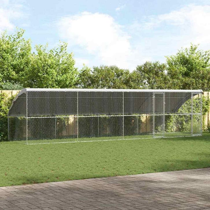 vidaXL Hondenhok 4 pcs Zilver 8 x 2 x 2 m Gegalvaniseerd, Dieren en Toebehoren, Hondenbenches, Nieuw, Verzenden