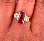 Bague - 18 carats Or jaune Rubis - Diamant, Bijoux, Sacs & Beauté, Bagues