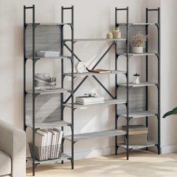 vidaXL Boekenkast 155,5x24x166,5 cm bewerkt hout grijs, Huis en Inrichting, Verzenden, Nieuw