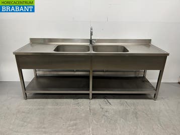 Table à double évier en acier inoxydable avec robinet 240 x, Verzenden