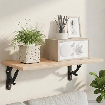 vidaXL Wandplankbeugels 2 st Zwart 21.5 x 21.5 x 3.5 cm, Verzenden, Nieuw