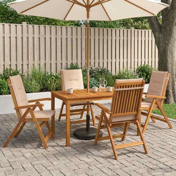 vidaXL 5-Piece Garden Dining Set Naturel Massief Acacia Hout, Verzenden, Nieuw