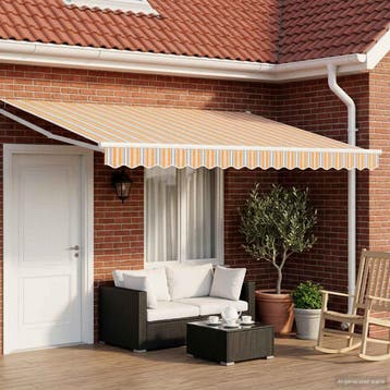 vidaXL Elektrisch Uitschuifbare Zonneluifel Grijs, Oranje,, Verzenden, Nieuw