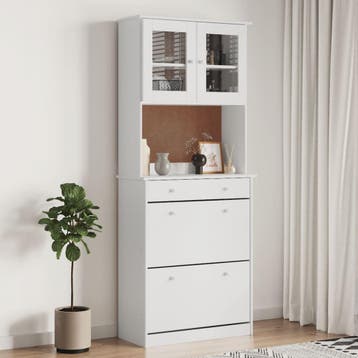 vidaXL Hoge kast ALTA 77x35x188 cm massief grenenhout wit, Huis en Inrichting, Verzenden, Nieuw