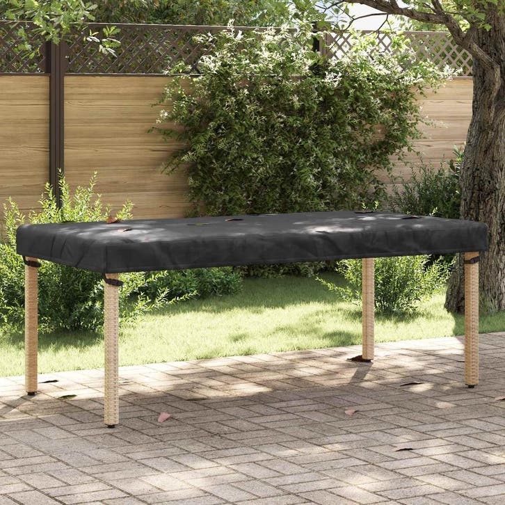 vidaXL Tafel Dekking Effen Zwart 202 x 102 x 15 cm Stof, Tuin en Terras, Tuinmeubel-accessoires, Nieuw, Verzenden