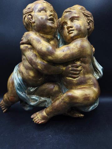 Sculpture, Putti - 37 cm - Bois, Antiquités & Art
