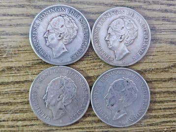 Nederland. 1929/1932 Wilhelmina 4x 2 1/2 Gulden (Zonder
