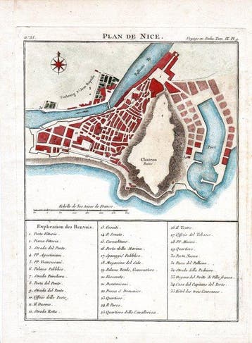 France - Nice; J. Lalande - Plan de Nice - 1761-1780