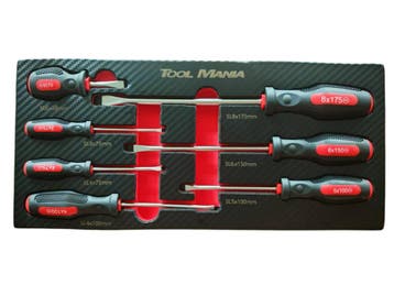 TM 7 delig schroevendraaierset foam carbon look inlay, Verzenden, Nieuw