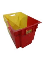 Stapelbak 600x400x400 mm euronorm rood geel kunststof, Zakelijke goederen, Horeca | Overige, Ophalen of Verzenden