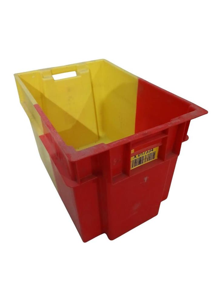 Stapelbak 600x400x400 mm euronorm rood geel kunststof, Zakelijke goederen, Horeca | Overige, Ophalen of Verzenden