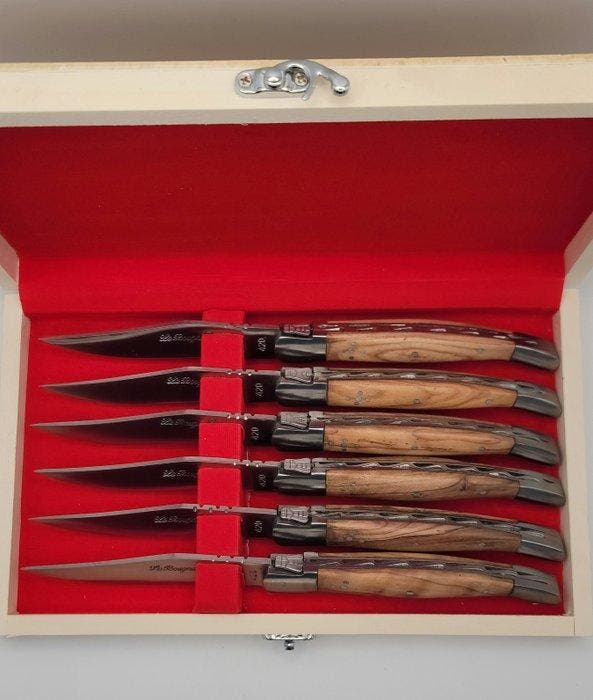 Le Bougna - Tafelmessenset - Staal, Hout - Steakmessen, Antiquités & Art, Antiquités | Ustensiles de cuisine